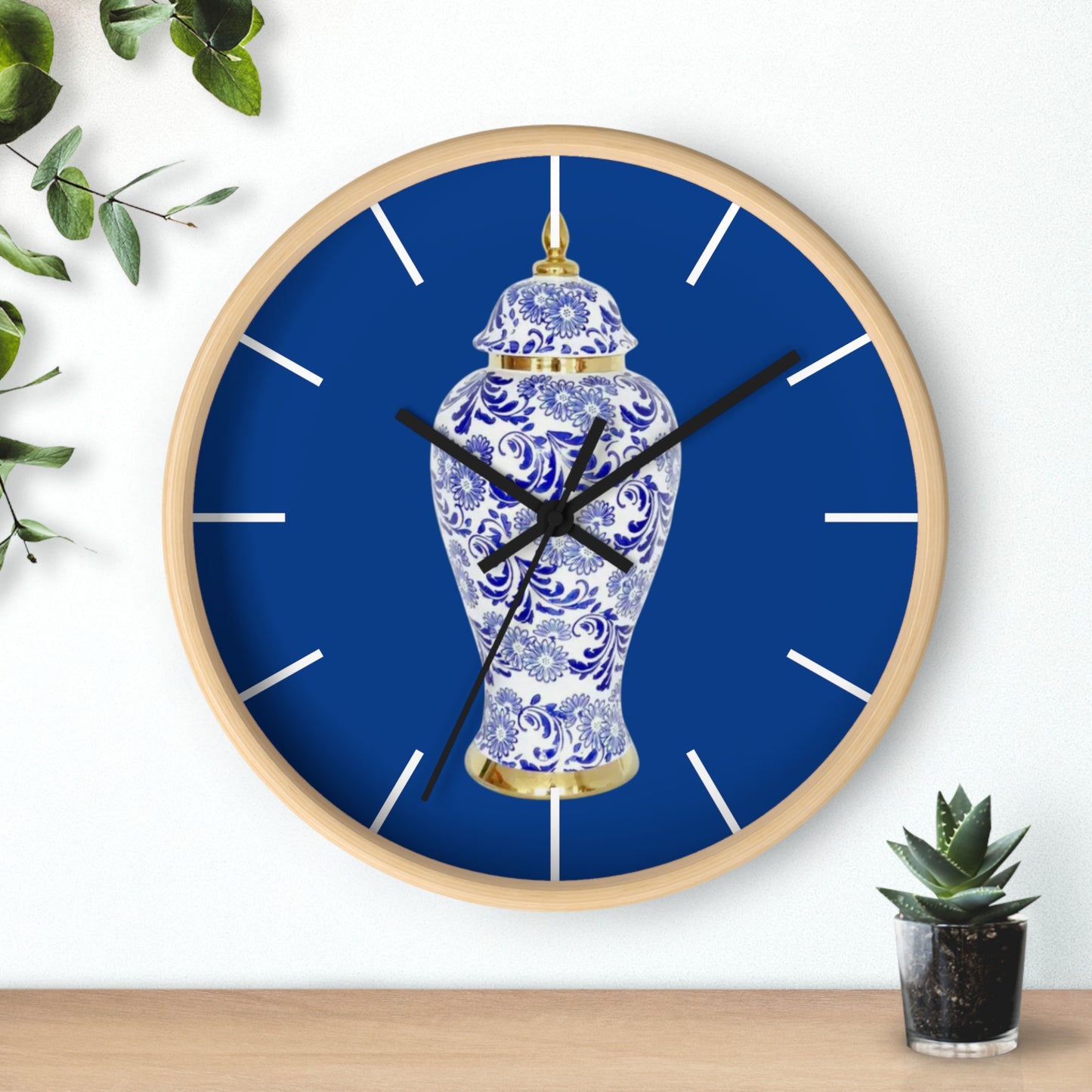 Wall Clock, Blue & White Ginger Jar, Hands/Base Variants