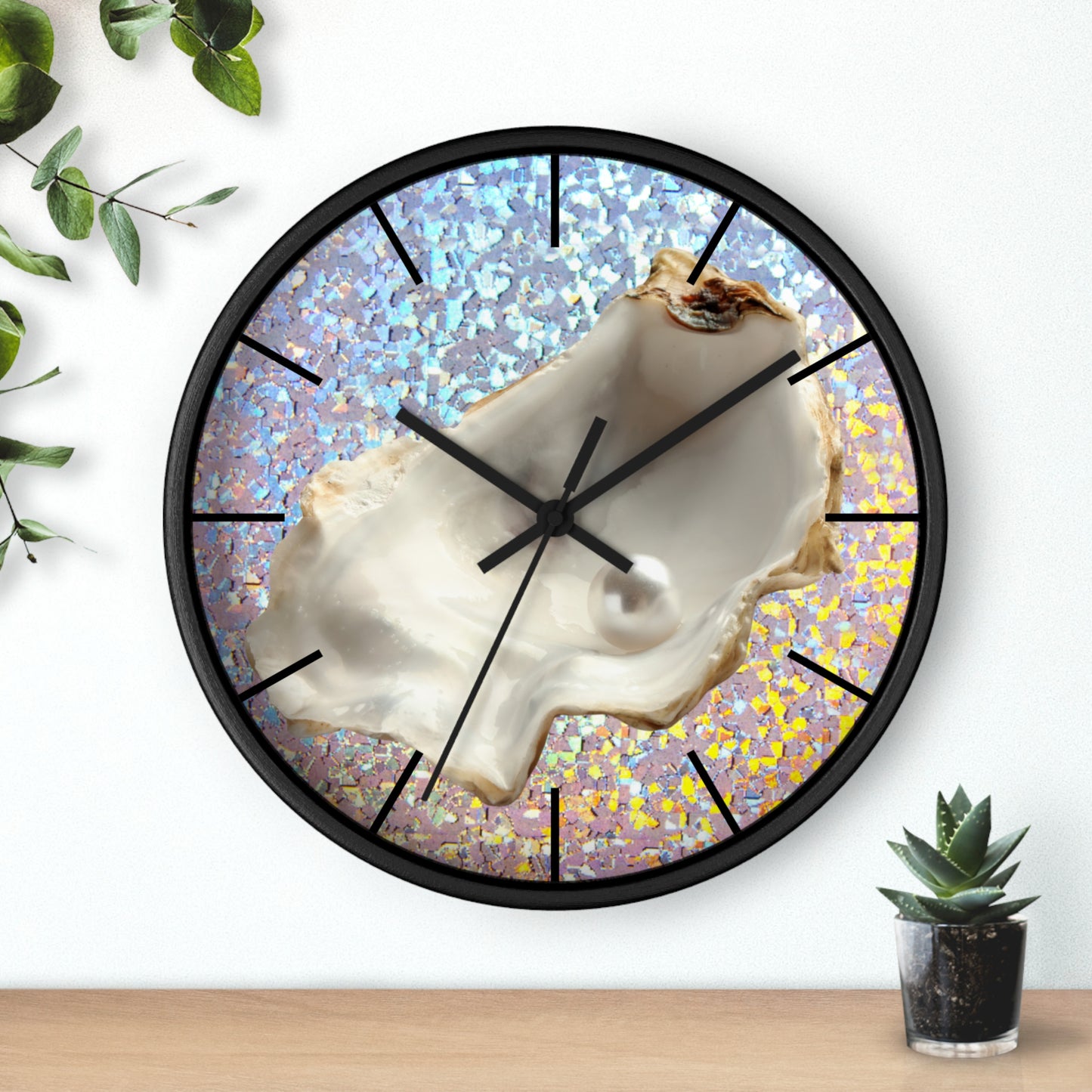 Wall Clock, Disco White Pearl Oyster, Hands/Base Variants