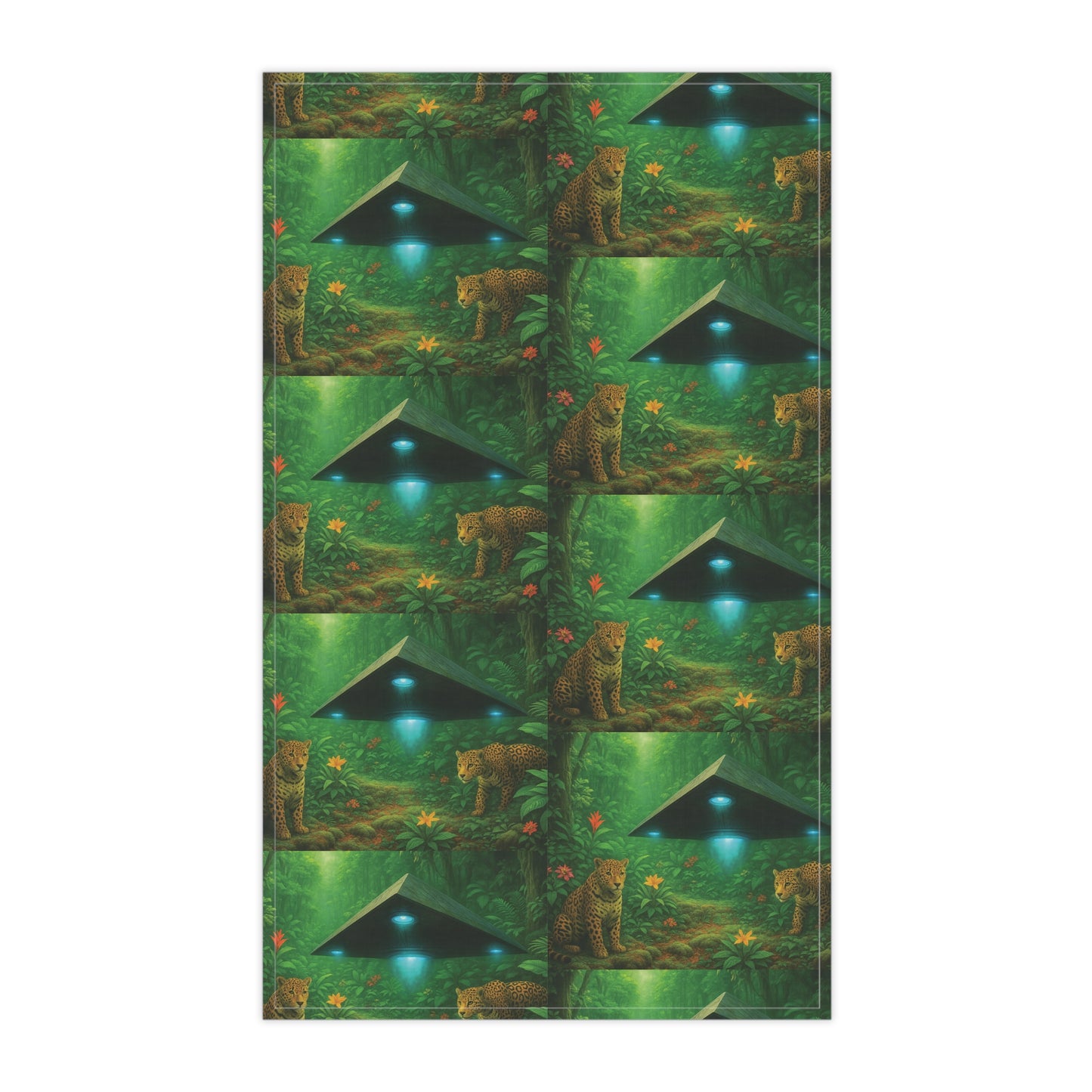 Tea Towels (cotton, poly), Rainforest UFO and Jaguars