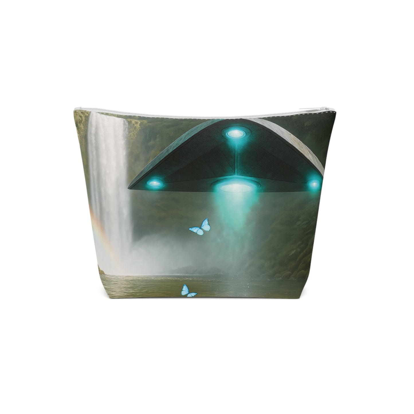 Tropical Cotton Cosmetic Bag, Makeup Pouch, 5 Sizes / UFO and Waterfall