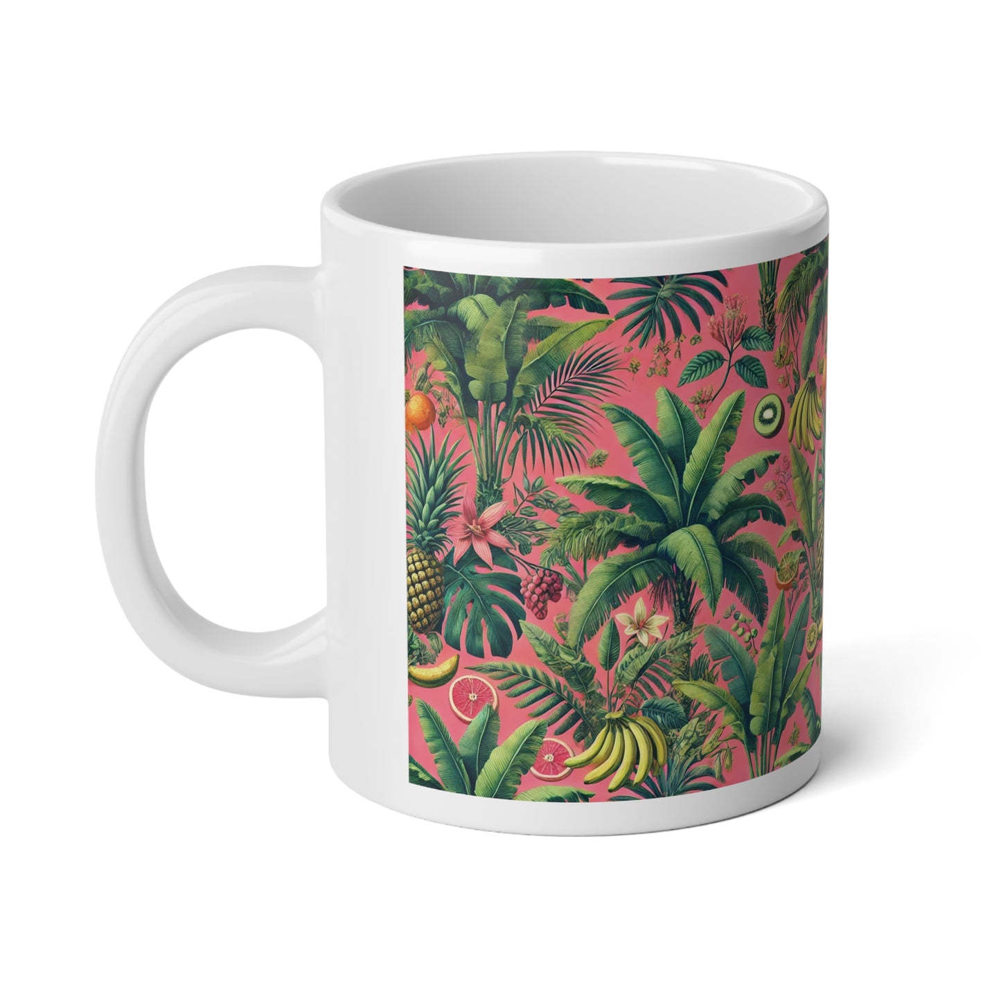 Jumbo Mug, 20oz, Monet Seashells | Palms & More Tropical Fruit, Coral