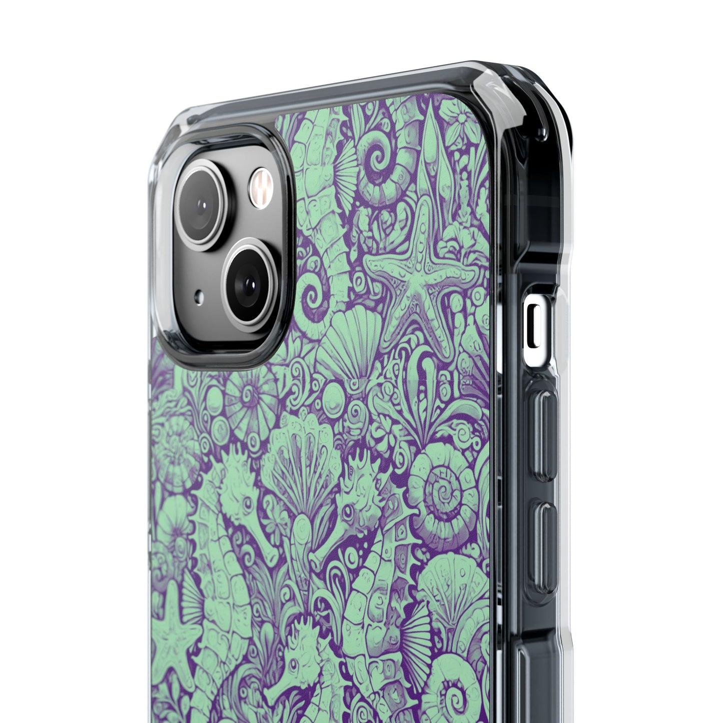 Seahorses/Minty Magnetic Clear Phone Case, Many Models