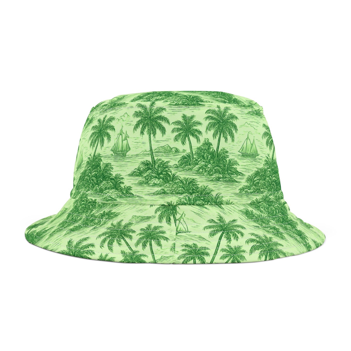 Tropical Polyester Bucket Hat, 2 Sizes - Faraway Toile, Green