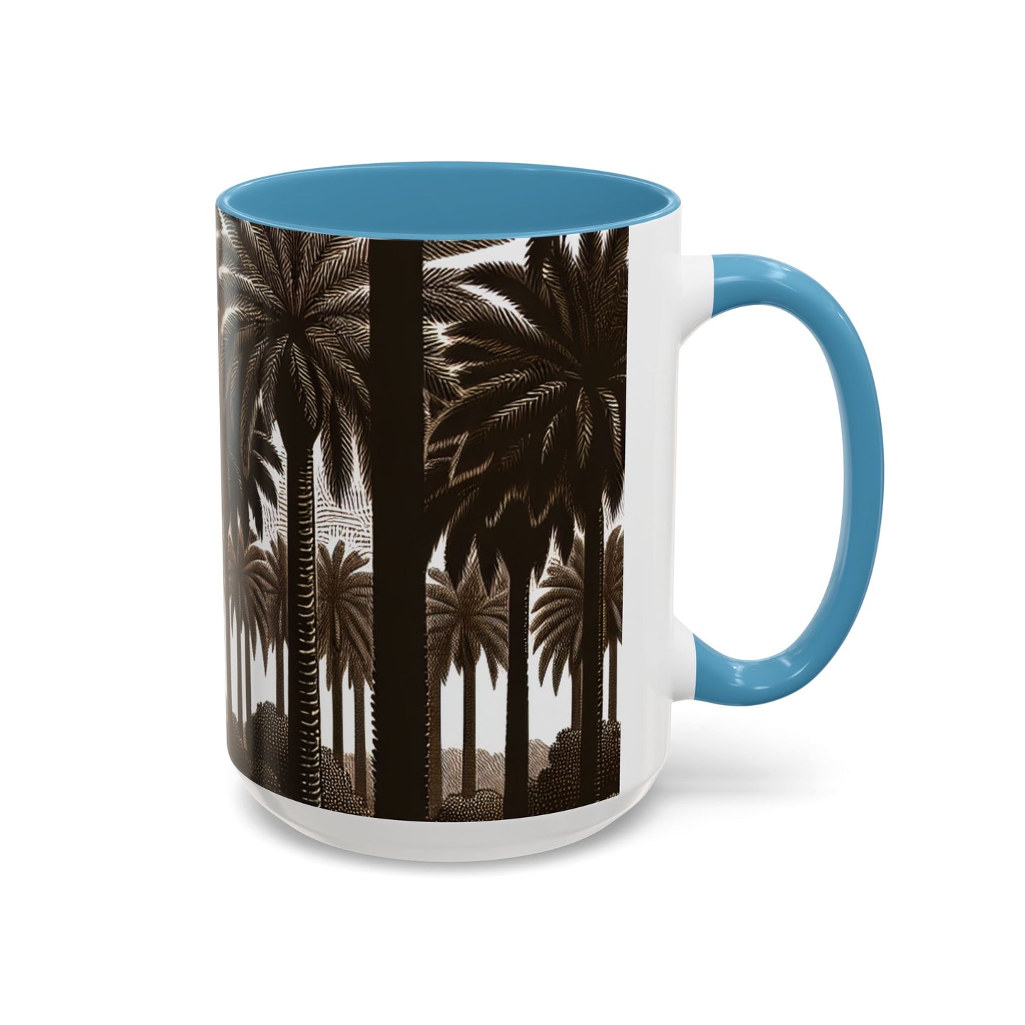 Accent Coffee Mug (11, 15oz) - Woodcut Palm Grove