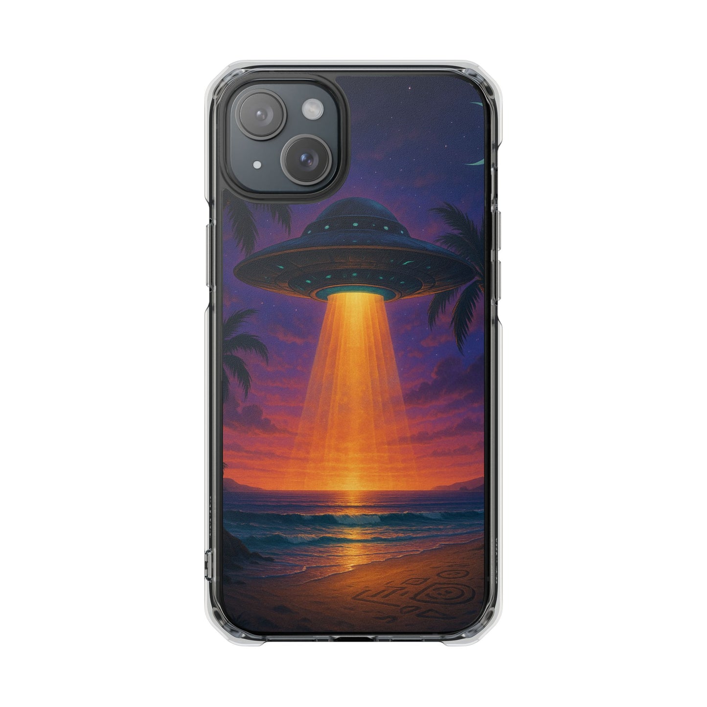 Beach UFO at Night Magnetic Clear Phone Case, Many Models