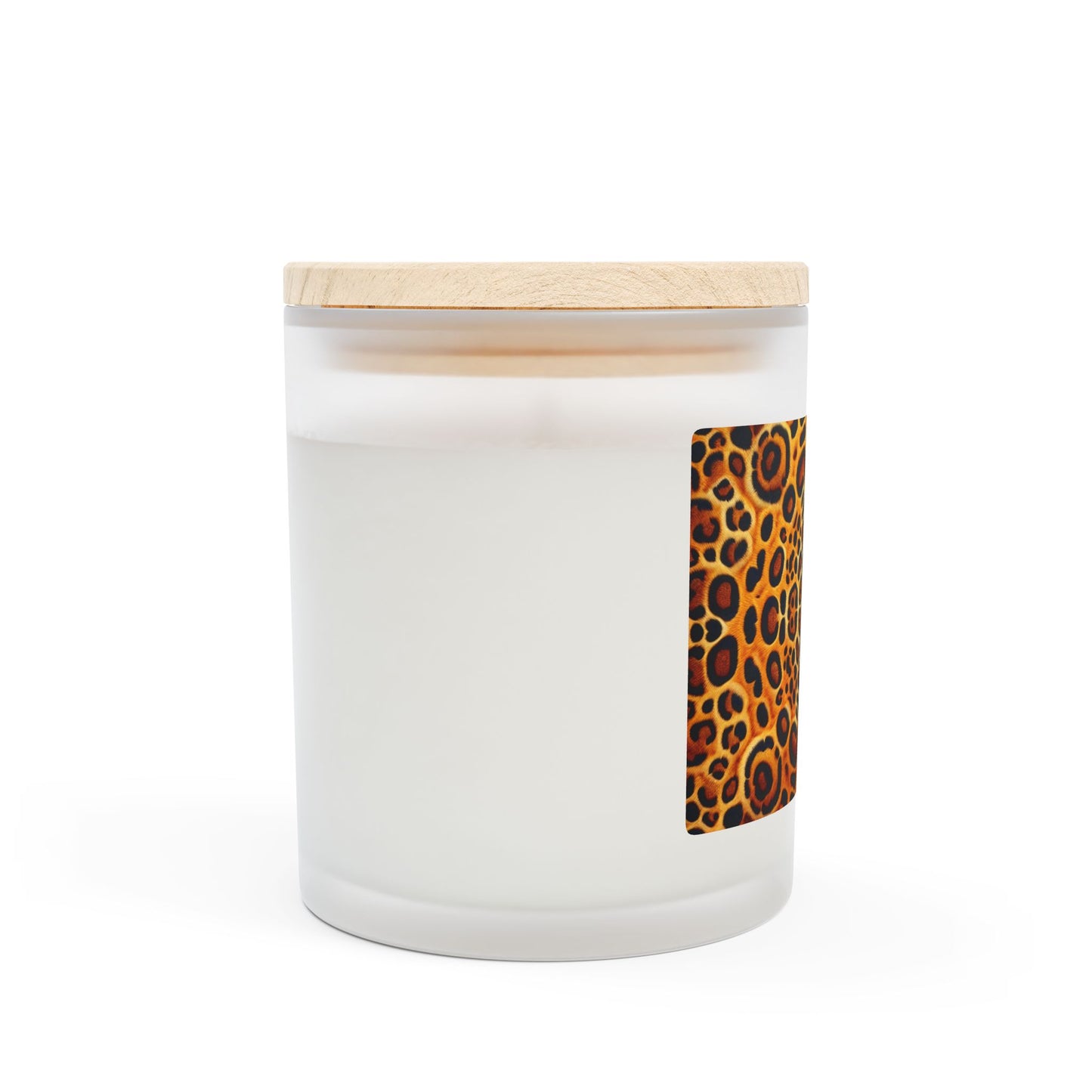 Frosted Glass Candle, 11oz - Kaleido Jaguar Spots