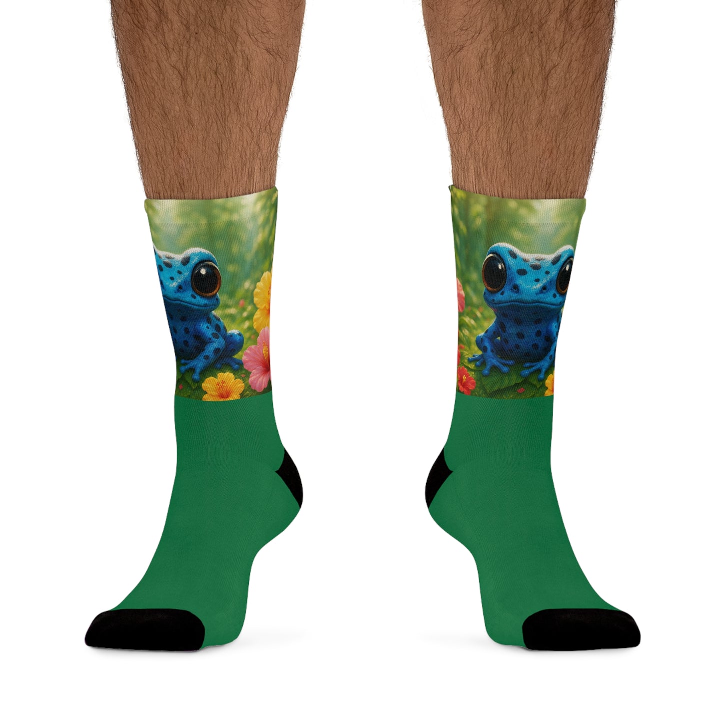 Recycled Poly Socks, Baby Tree Frog/Dark Green