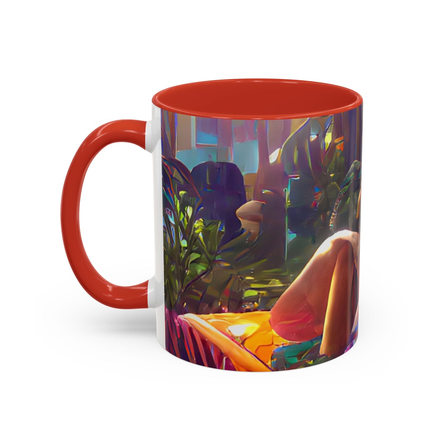 Accent Coffee Mug (11, 15oz) - Midnight Kiss in Tropical Garden