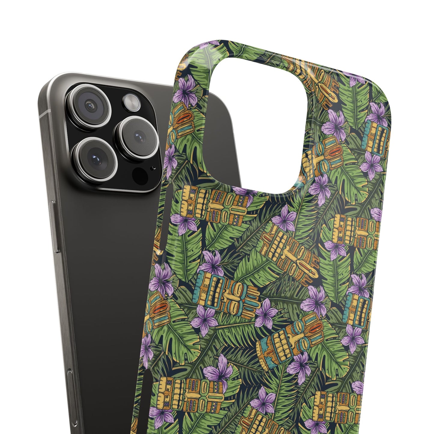 Slim Phone Cases - Tiki Purple Greenery