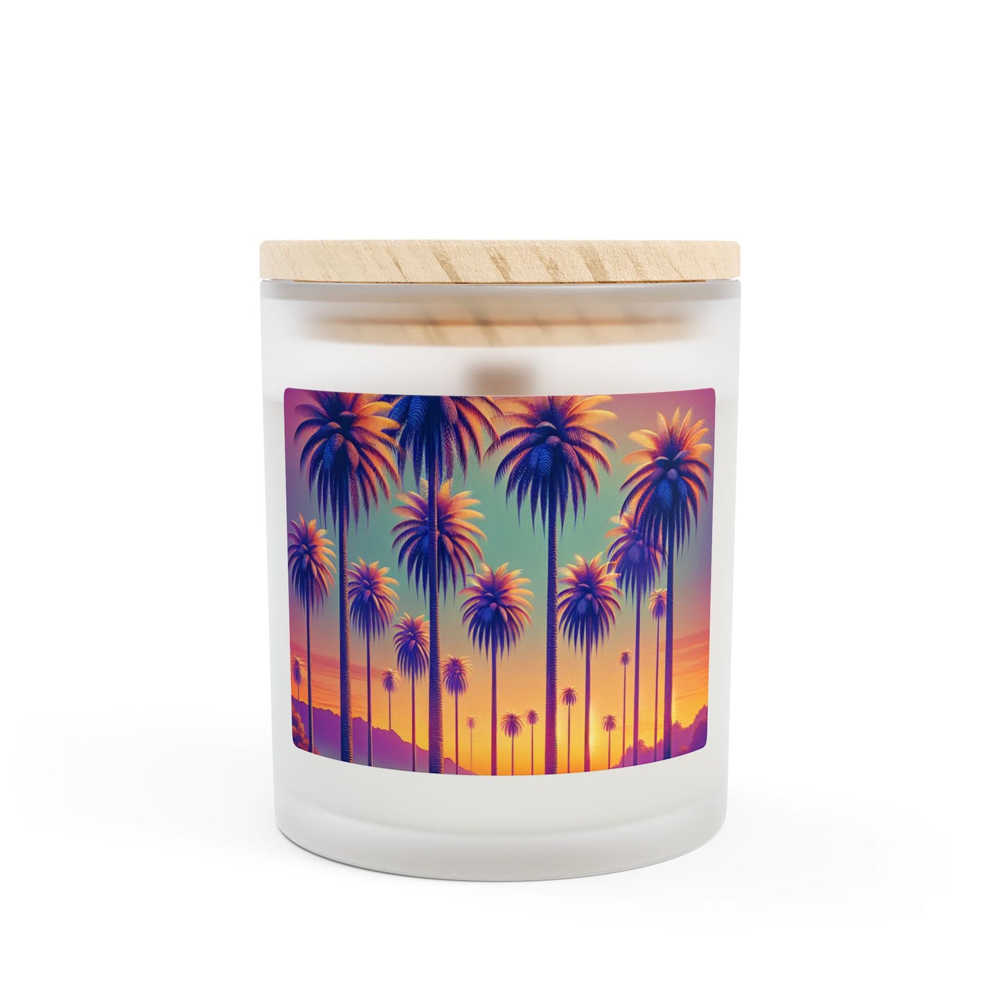 Frosted Glass Candle, 11oz, Sunset Palms