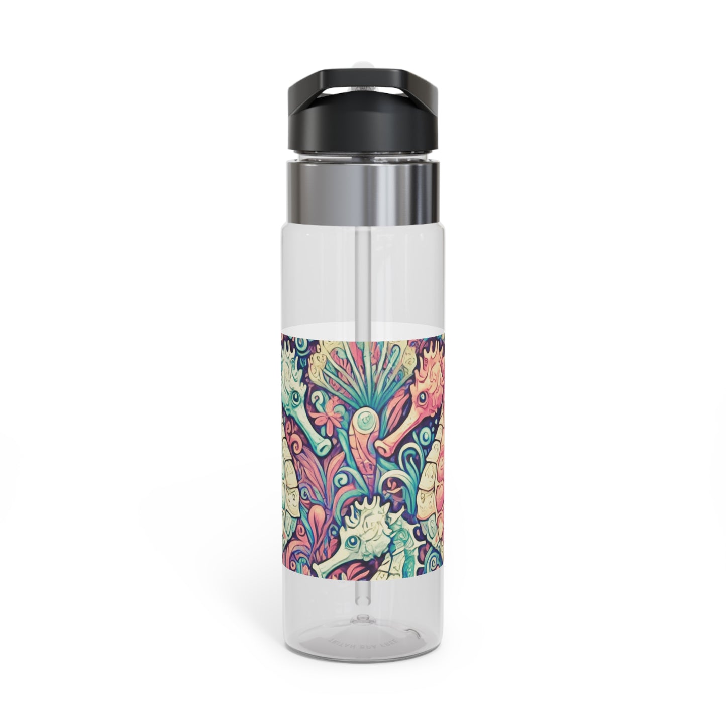 Tropical 20oz Tritan Sport Water Bottle -  Leakproof, Lightweight, BPA-Free / Seahorse Trio, Retro Macro