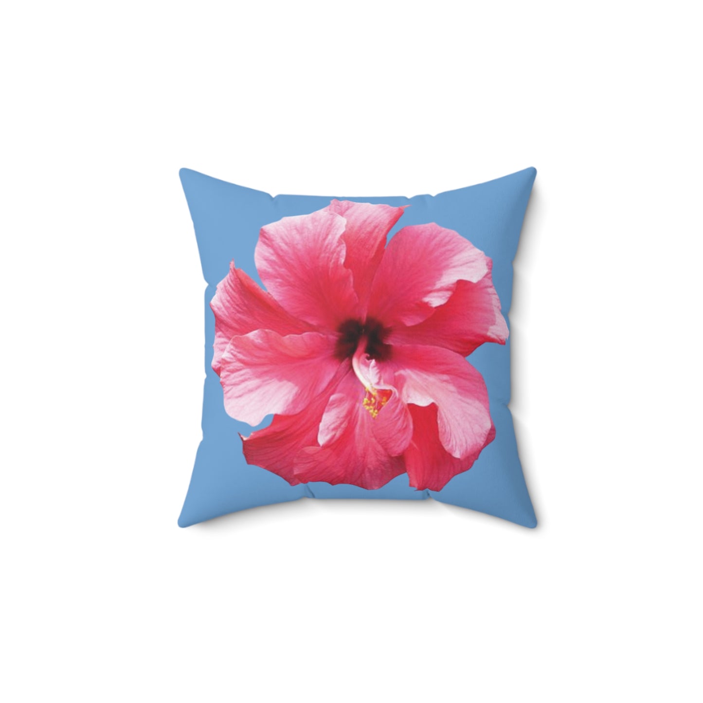 Decorative Pillow - Accent Cushion, 4 Sizes / Photo Pink Hibiscus, Lt. Blue