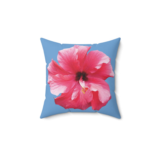Decorative Pillow - Accent Cushion, 4 Sizes / Photo Pink Hibiscus, Lt. Blue