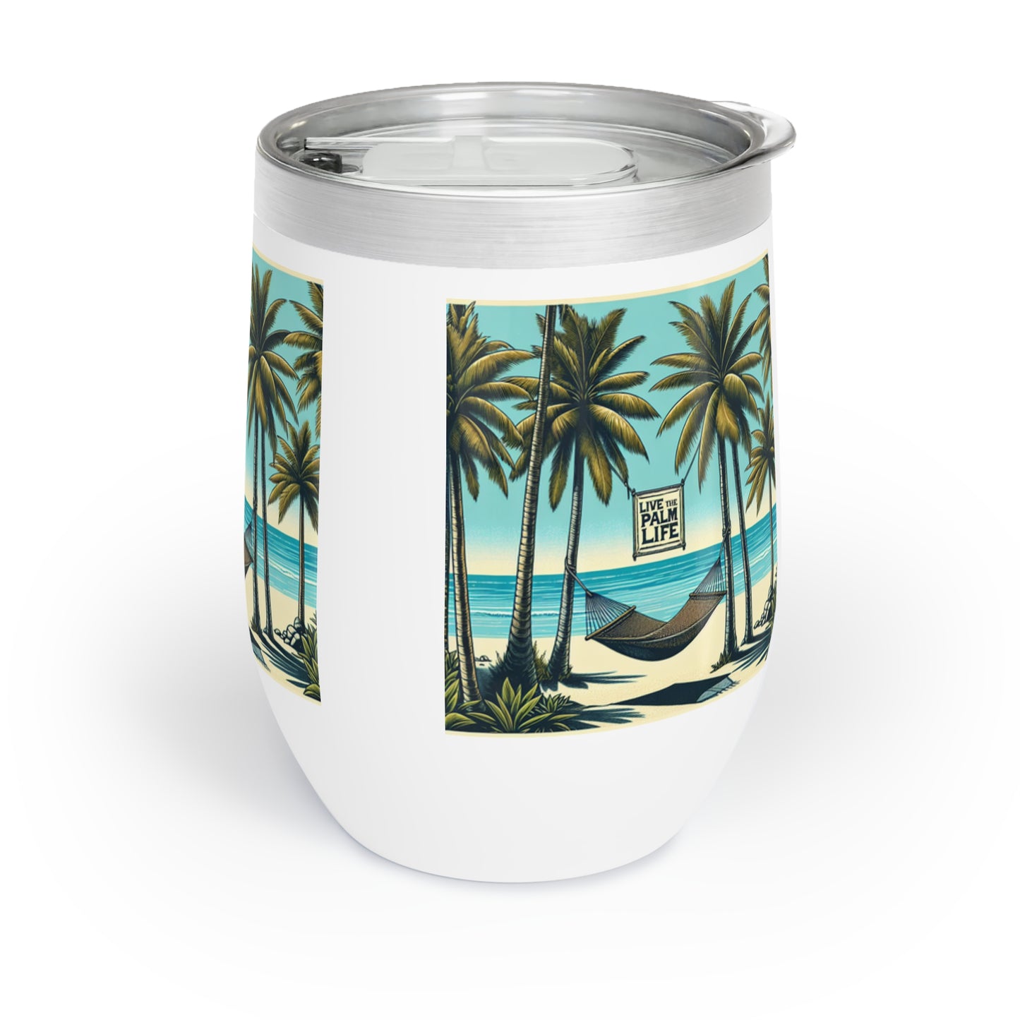 Chill Wine Tumbler, Hammock on the Beach, Teal