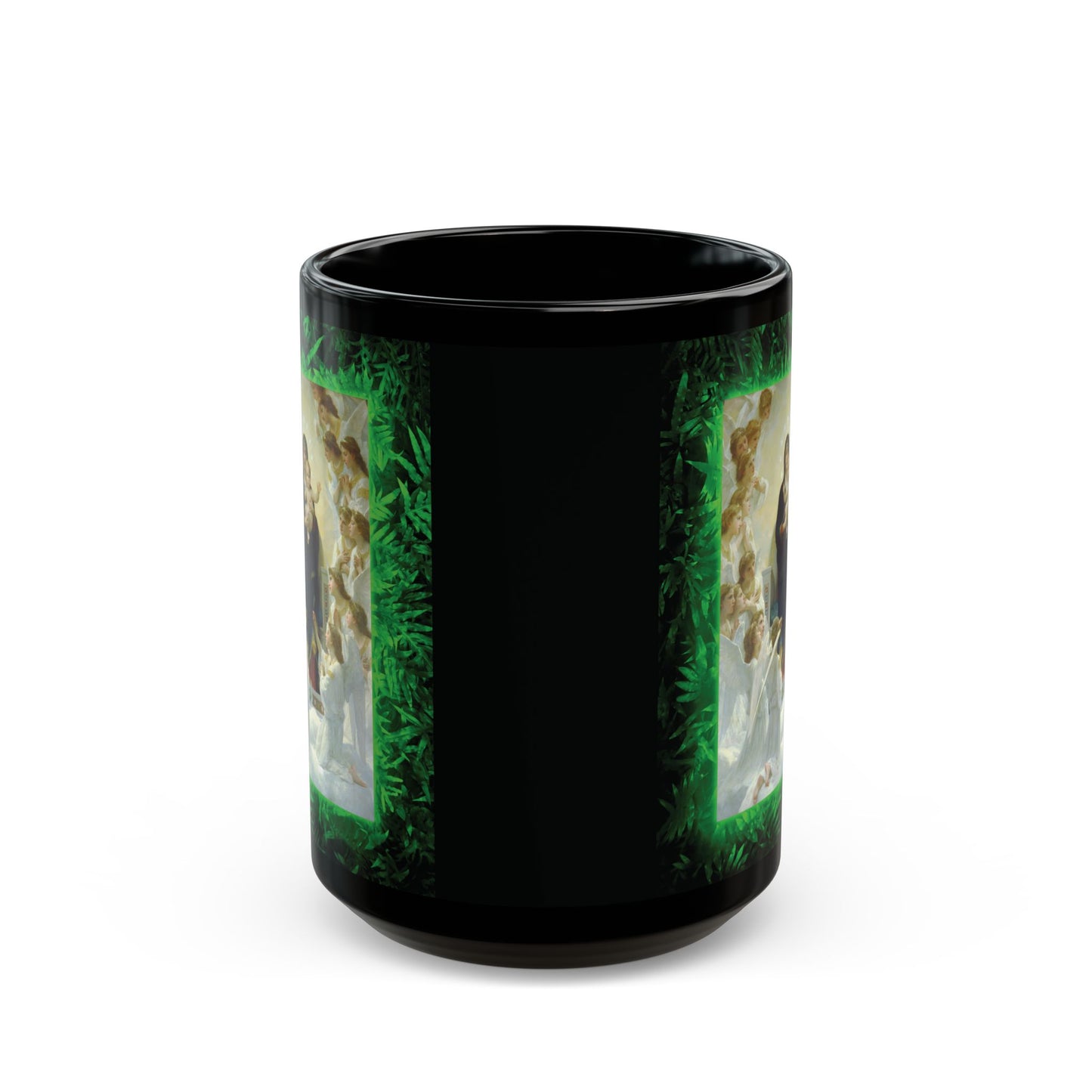 Black Coffee Mug, Religious - Tropical Queen of the Angels