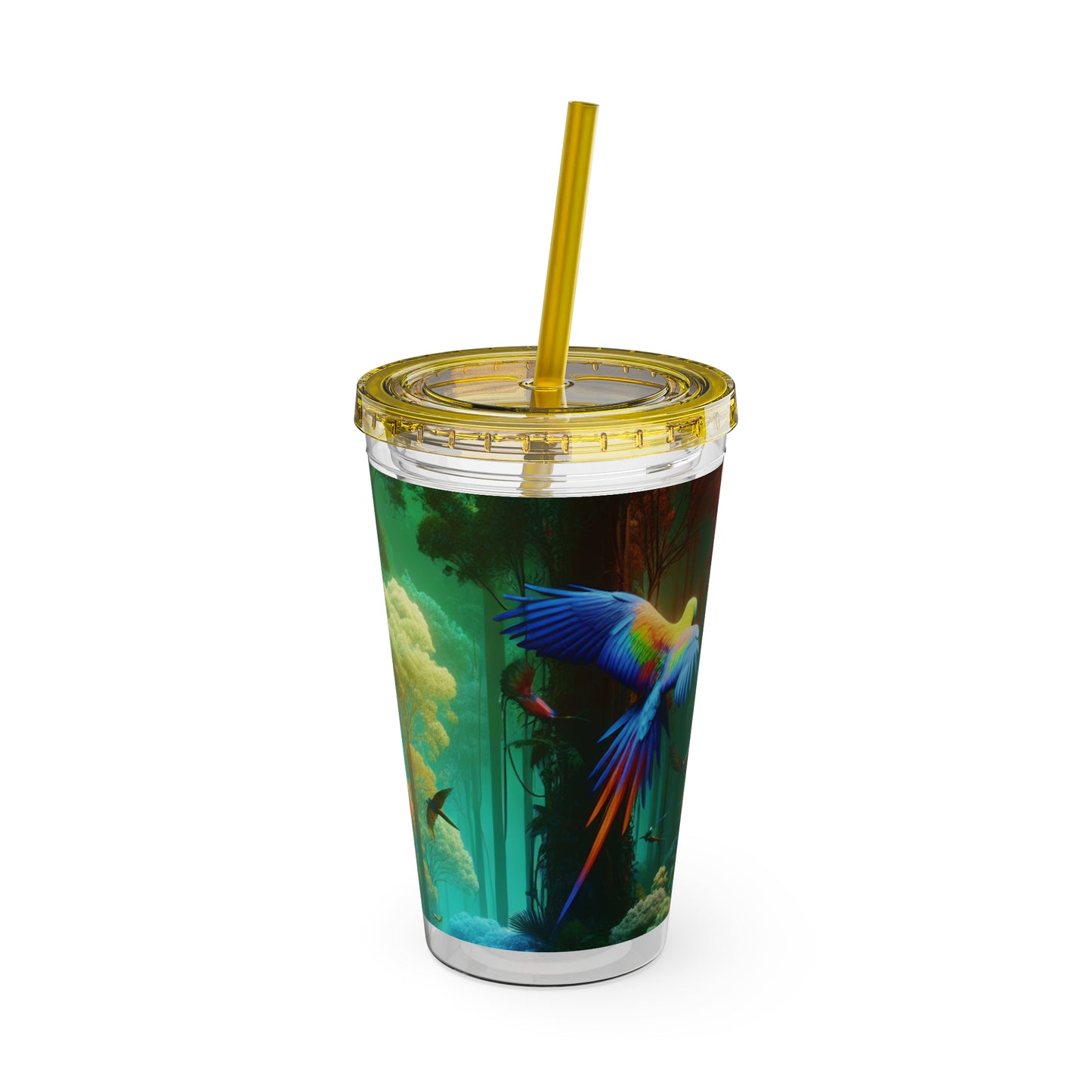 Tropical Tumbler with Straw | 16oz Colorful Travel Cup / Flight School