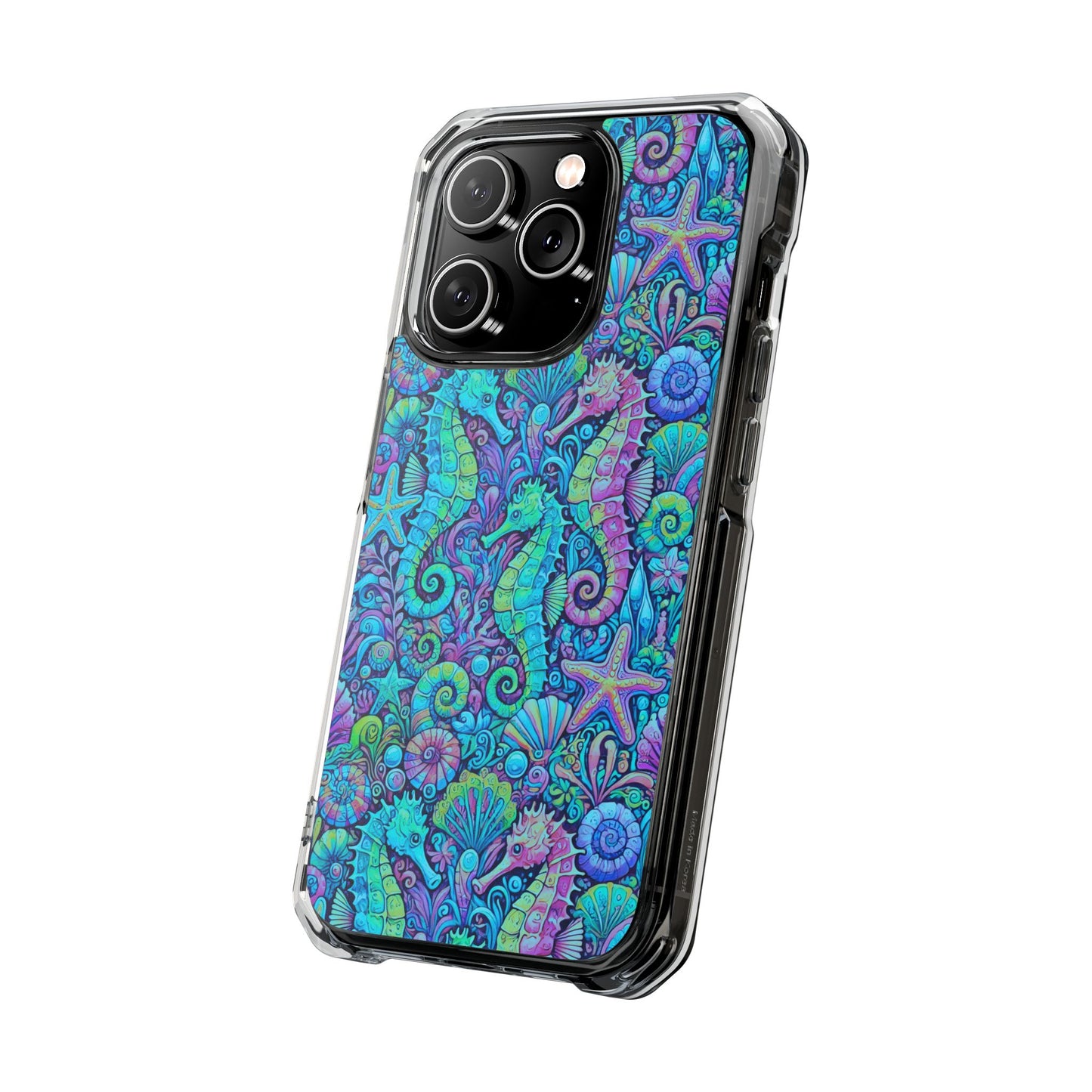 Seahorses/Turquoise POP Magnetic Clear Phone Case, Many Models