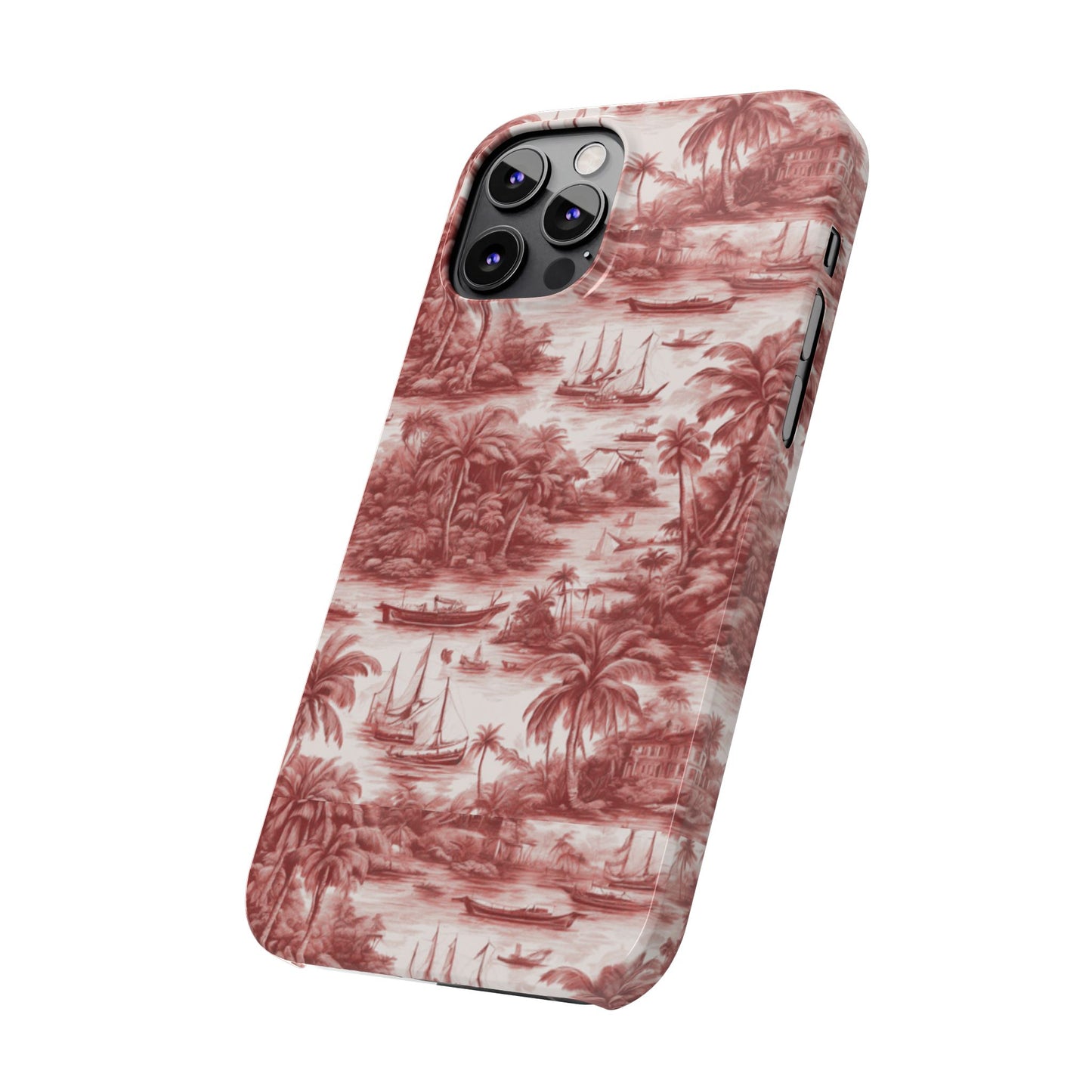 Slim Phone Cases - Tropical Toile #1, russet