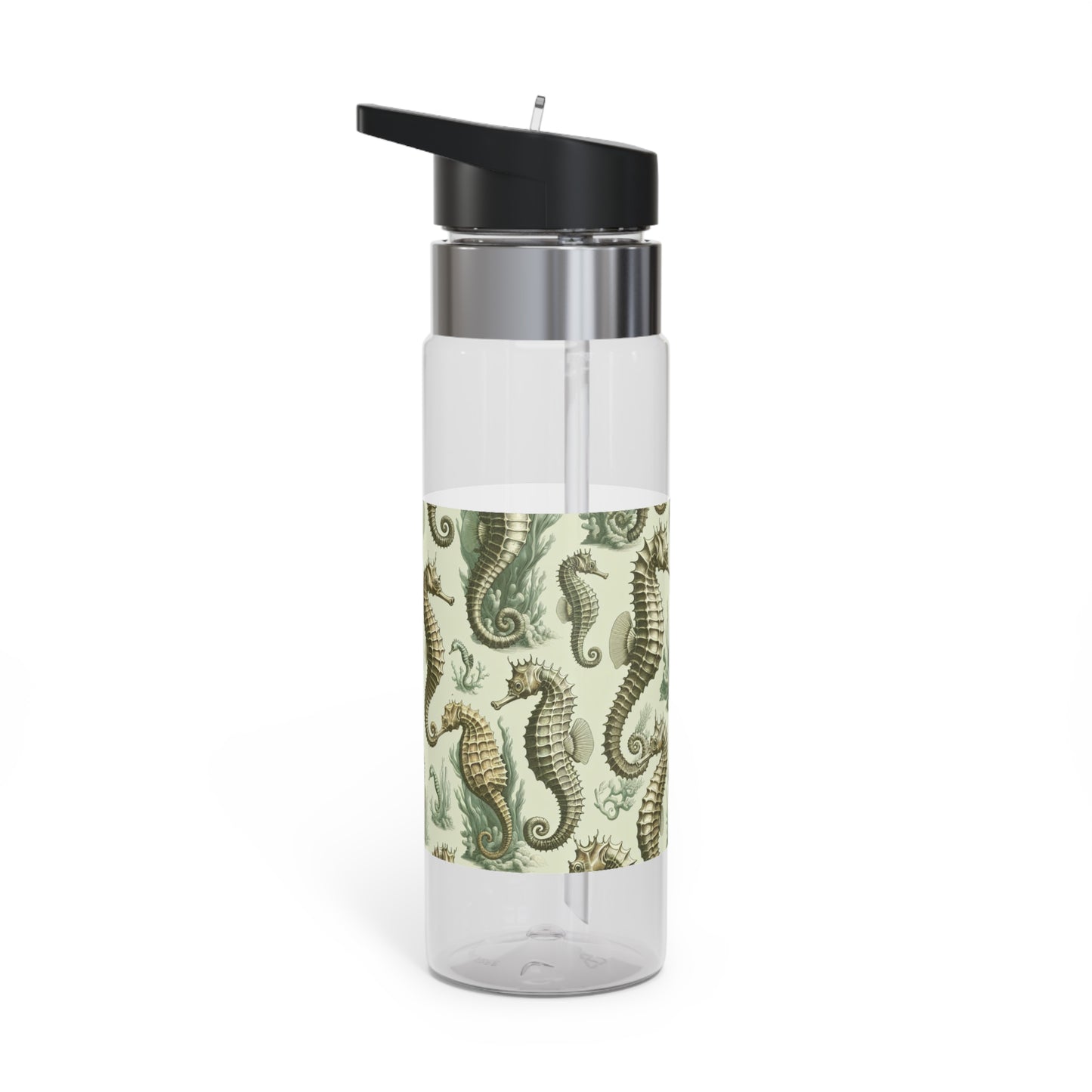 Tropical 20oz Tritan Sport Water Bottle -  Leakproof, Lightweight, BPA-Free / Green Toile Seahorses