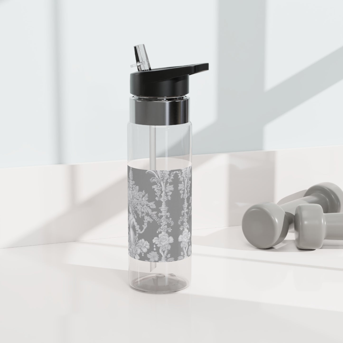 Tropical 20oz Tritan Sport Water Bottle -  Leakproof, Lightweight, BPA-Free / Pearl Lady Toile, Slate