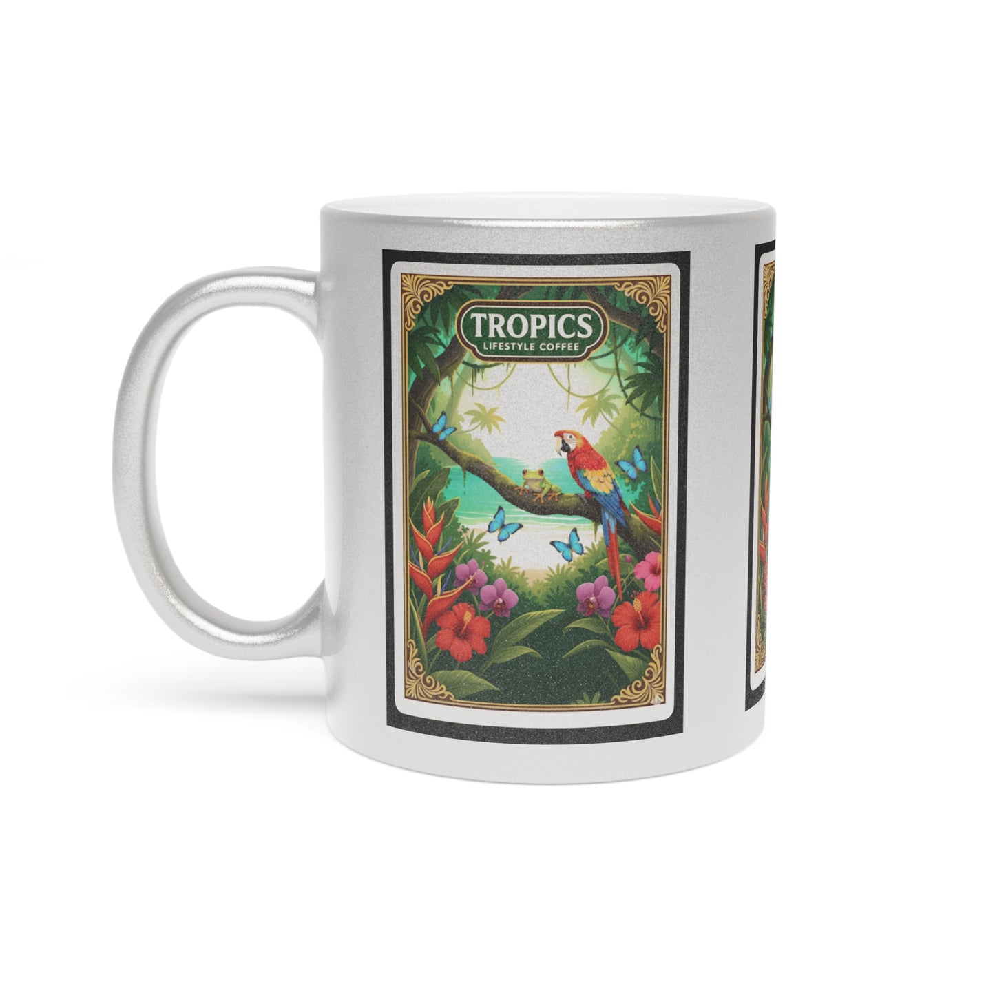 Tropical Metallic Mug, Gold or Silver - Our Coffee Brand, Seaside Friends