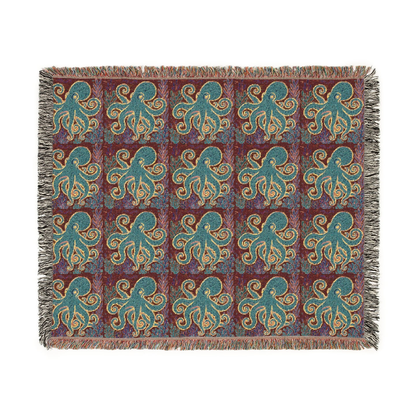 Octopus Kraken Joe/Gamma Woven Blanket, 3 Sizes - Tropical Home Decor