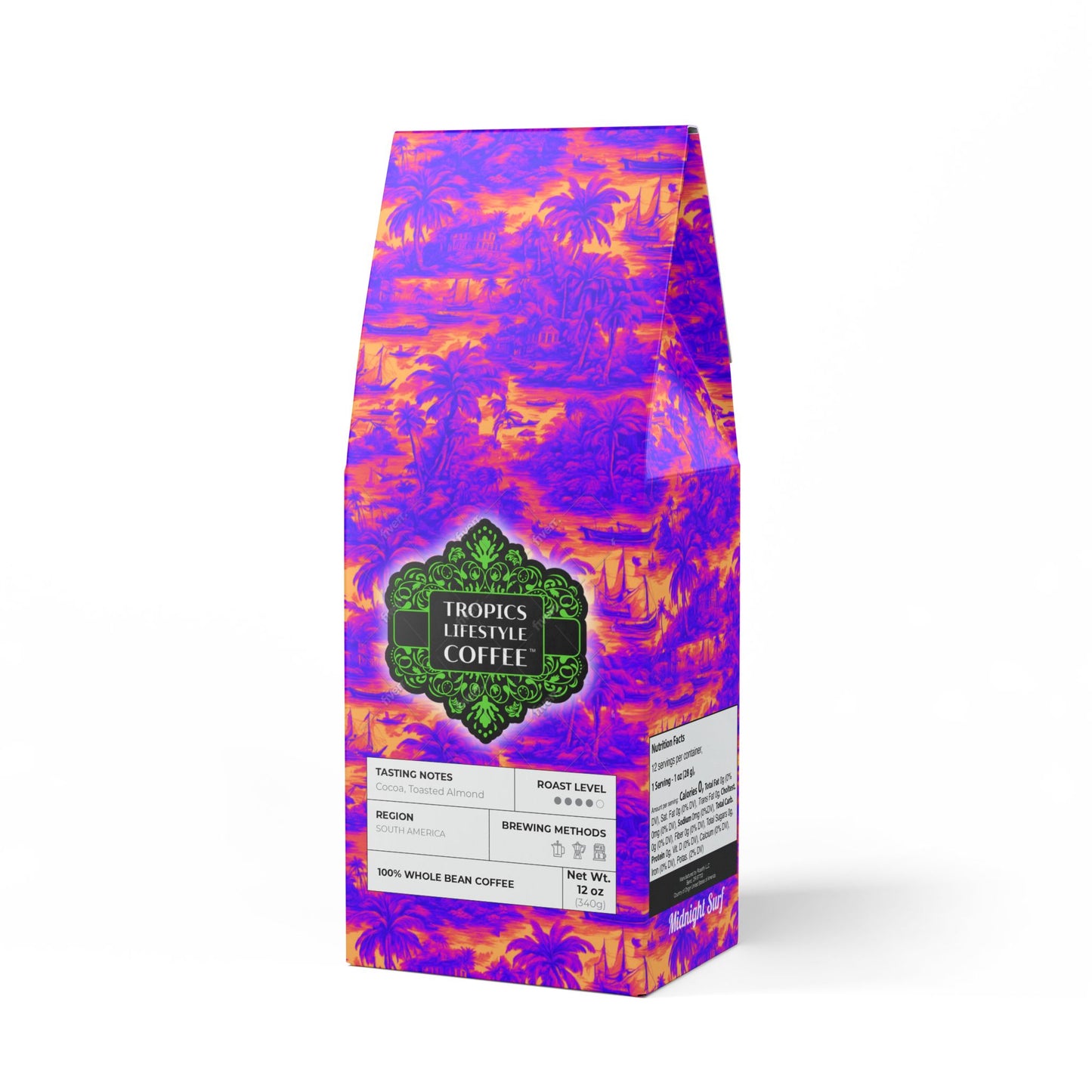 Midnight Surf Blend™ (Medium-Dark Roast) Specialty Grade Craft Coffee / Crazy Cool Tropical Toile