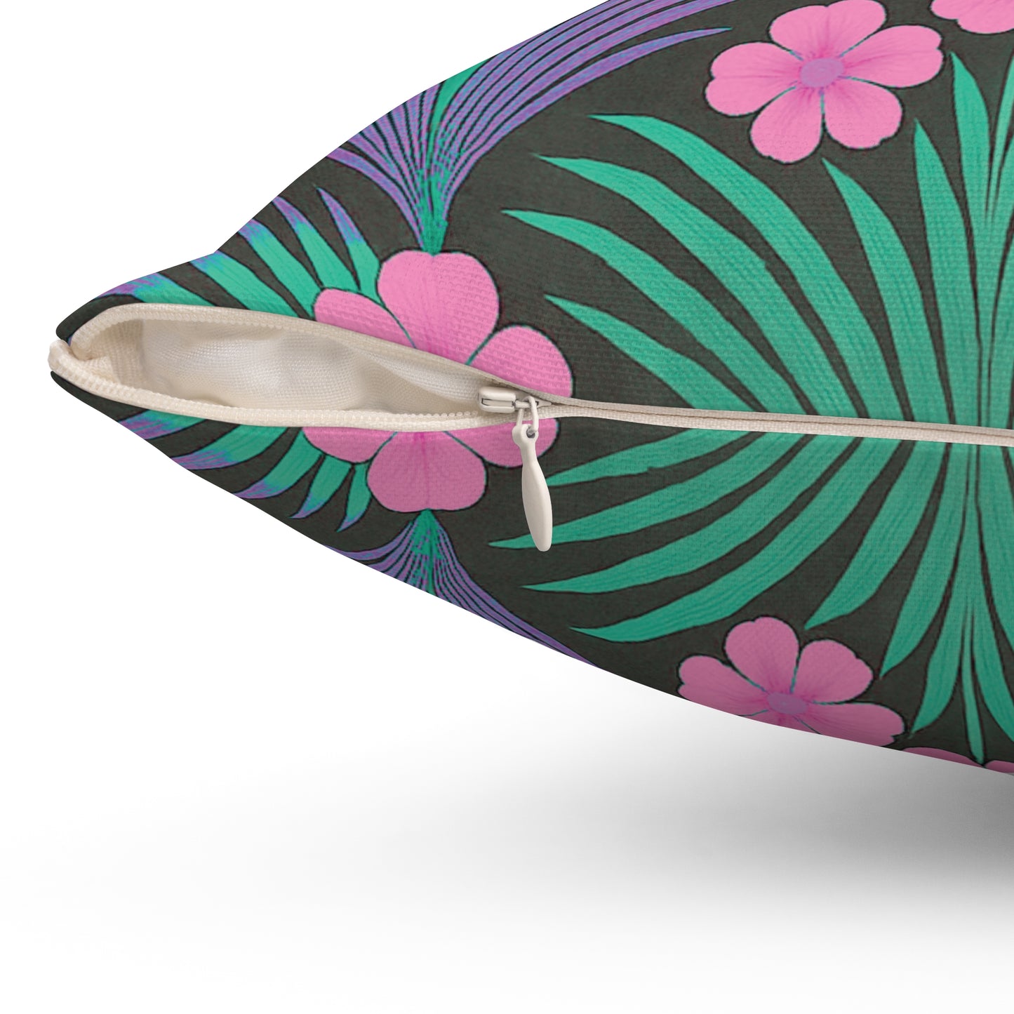 Decorative Pillow - Accent Cushion, 4 Sizes / Midnight Hibiscus Deco/Pink