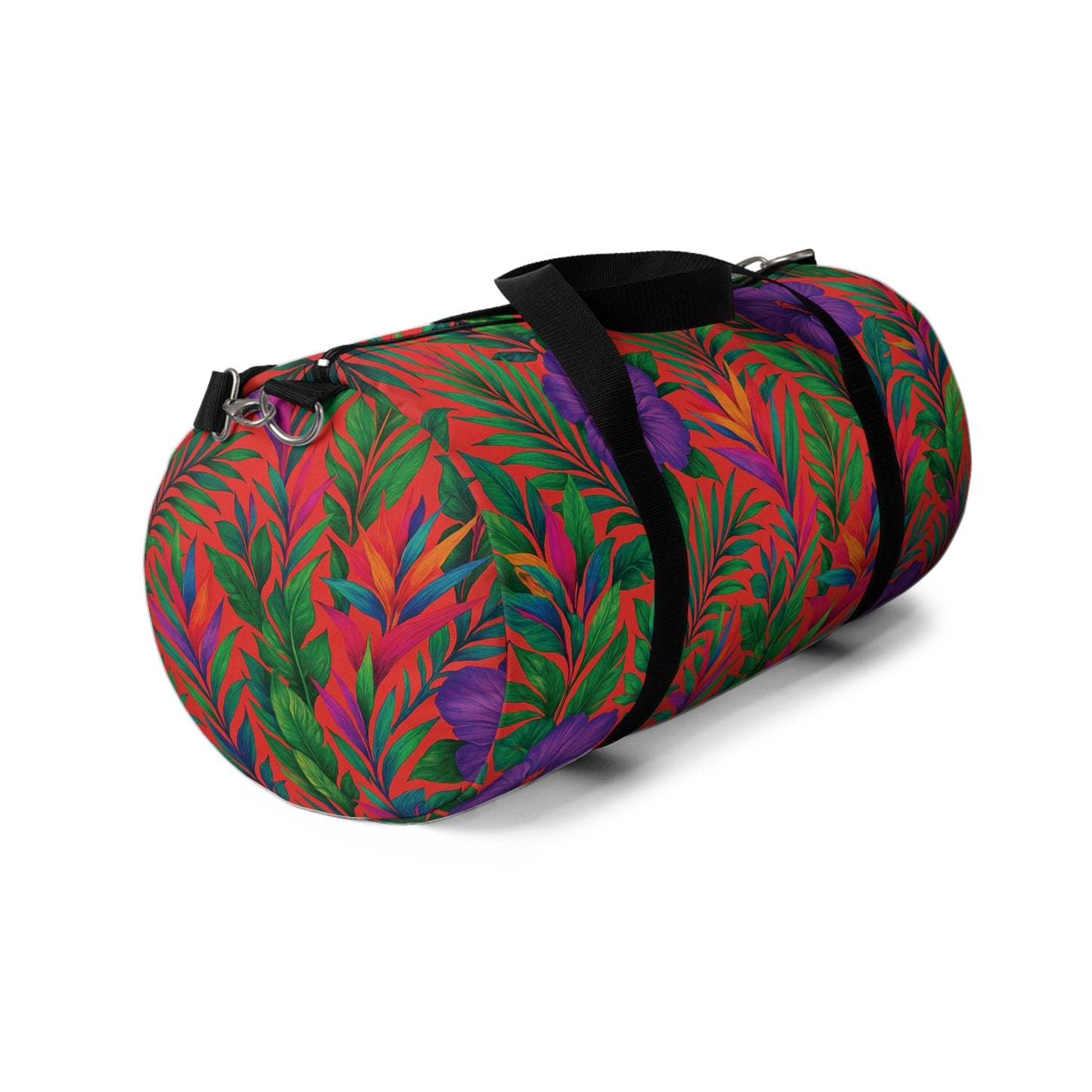 Tropical Rainforest Duffel Bag - Perfect for Travel and Gym / Midnight Flowers Coral