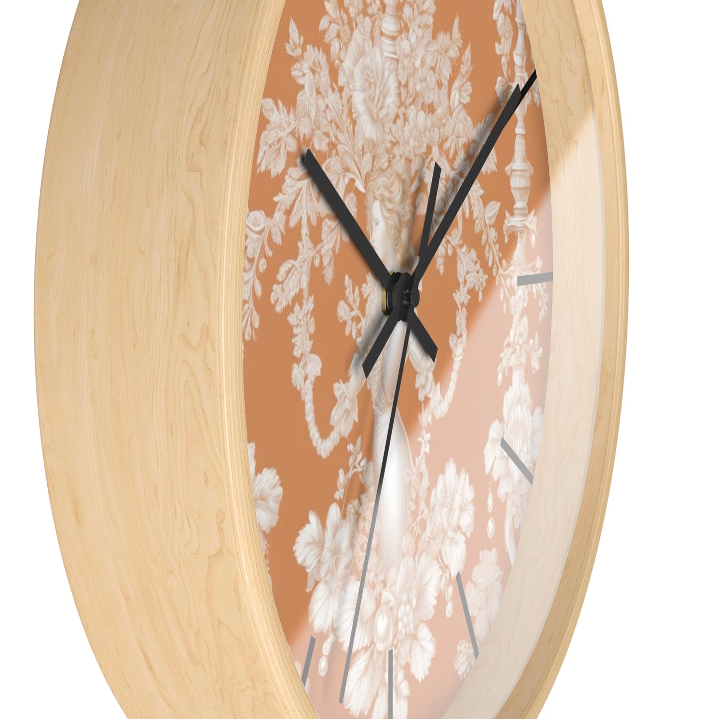 Wall Clock, Pearl Lady Toile / Melon, Hands/Base Variants