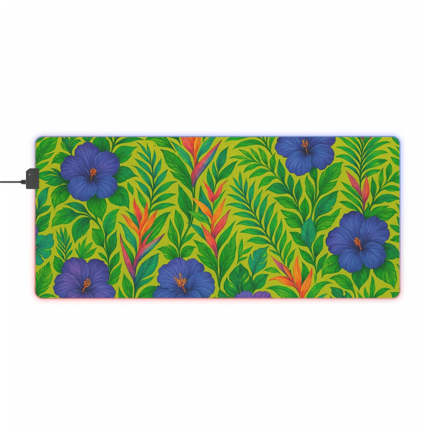 LED Gaming Mouse Pad With Vibrant RGB Lighting, 4 Sizes / Midnight Flower Lime