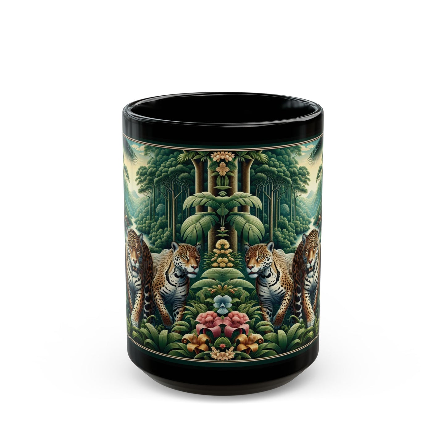 Black Coffee Mug - Rainforest Big Cats