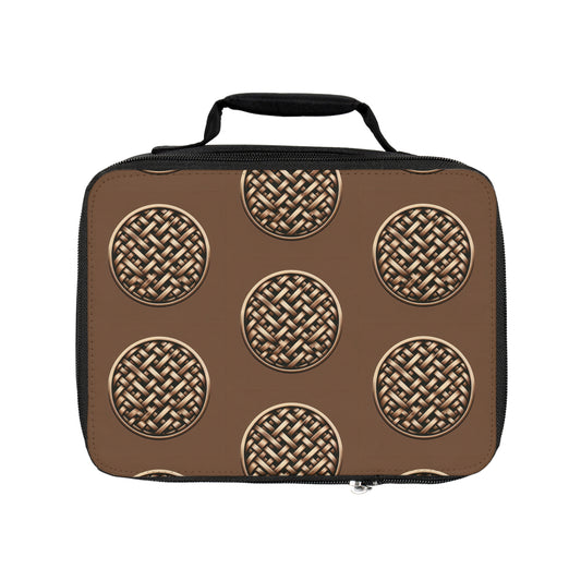 Brown Wicker Button, Beach Lunch Bag - Eco-Friendly Insulated Tote, Adult and Child Lunchbox / Perfect for Picnics, Beach Outings