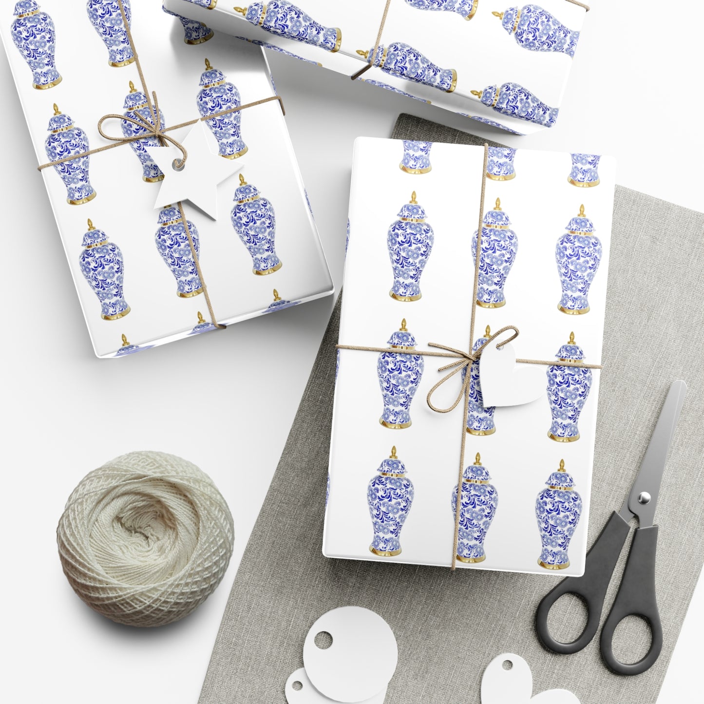 Gift Wrap Papers, Blue and White Ginger Jar, 3 Sizes