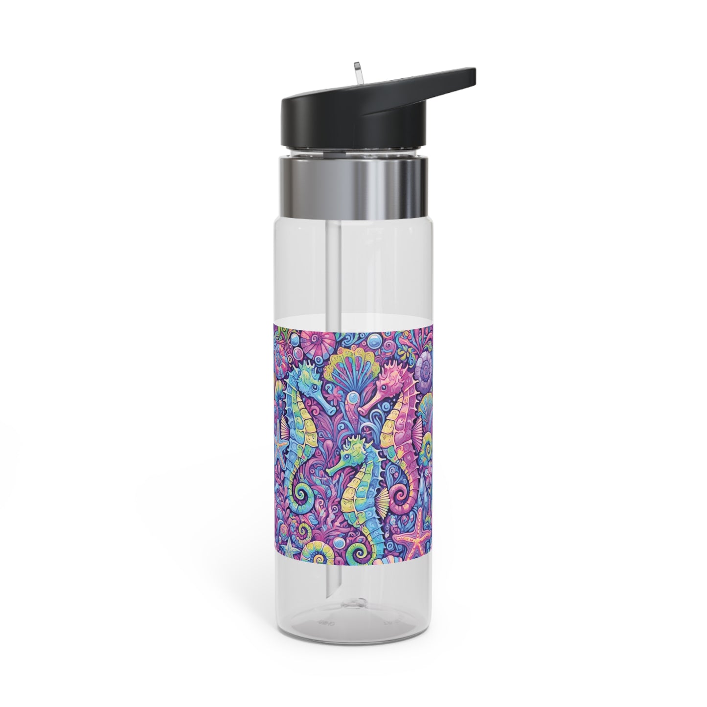 Tropical 20oz Tritan Sport Water Bottle -  Leakproof, Lightweight, BPA-Free / Seahorse Trio, Fantasy Pop