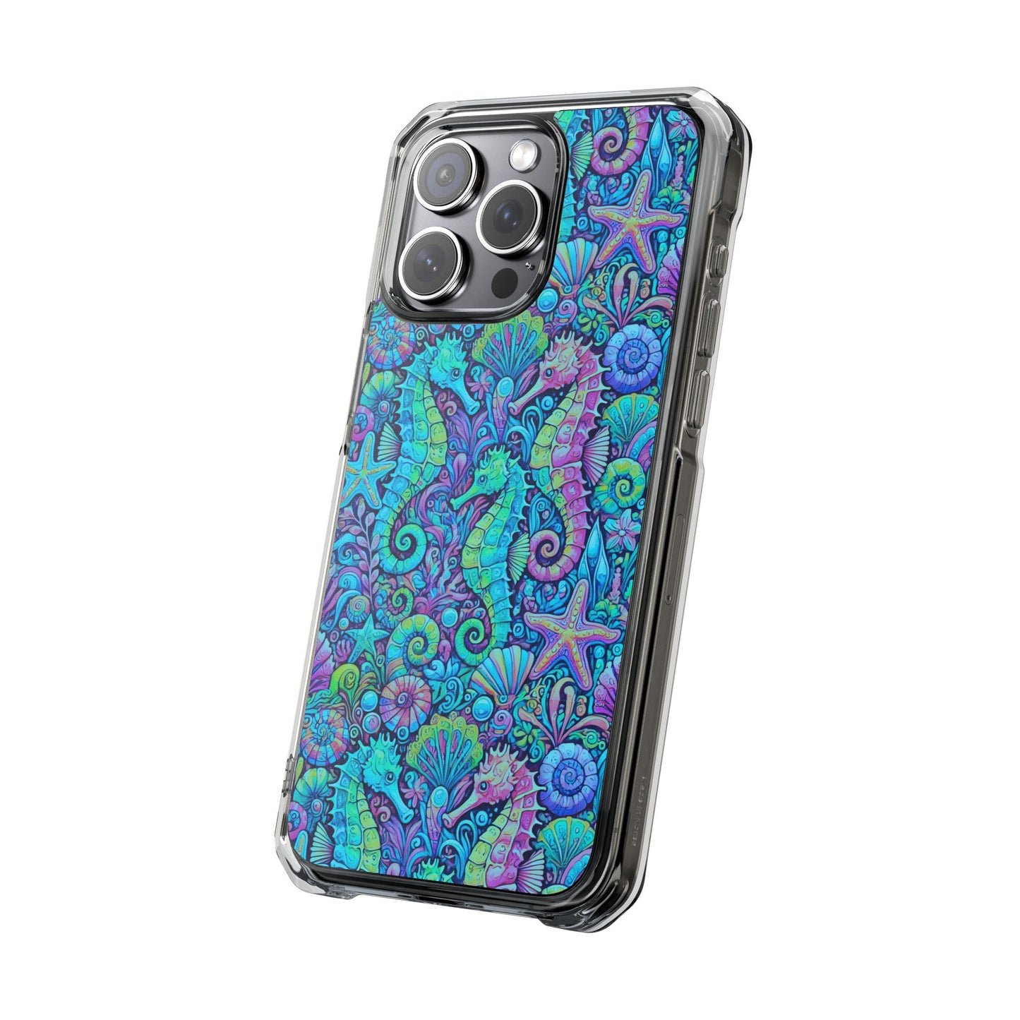 Seahorses/Turquoise POP Magnetic Clear Phone Case, Many Models