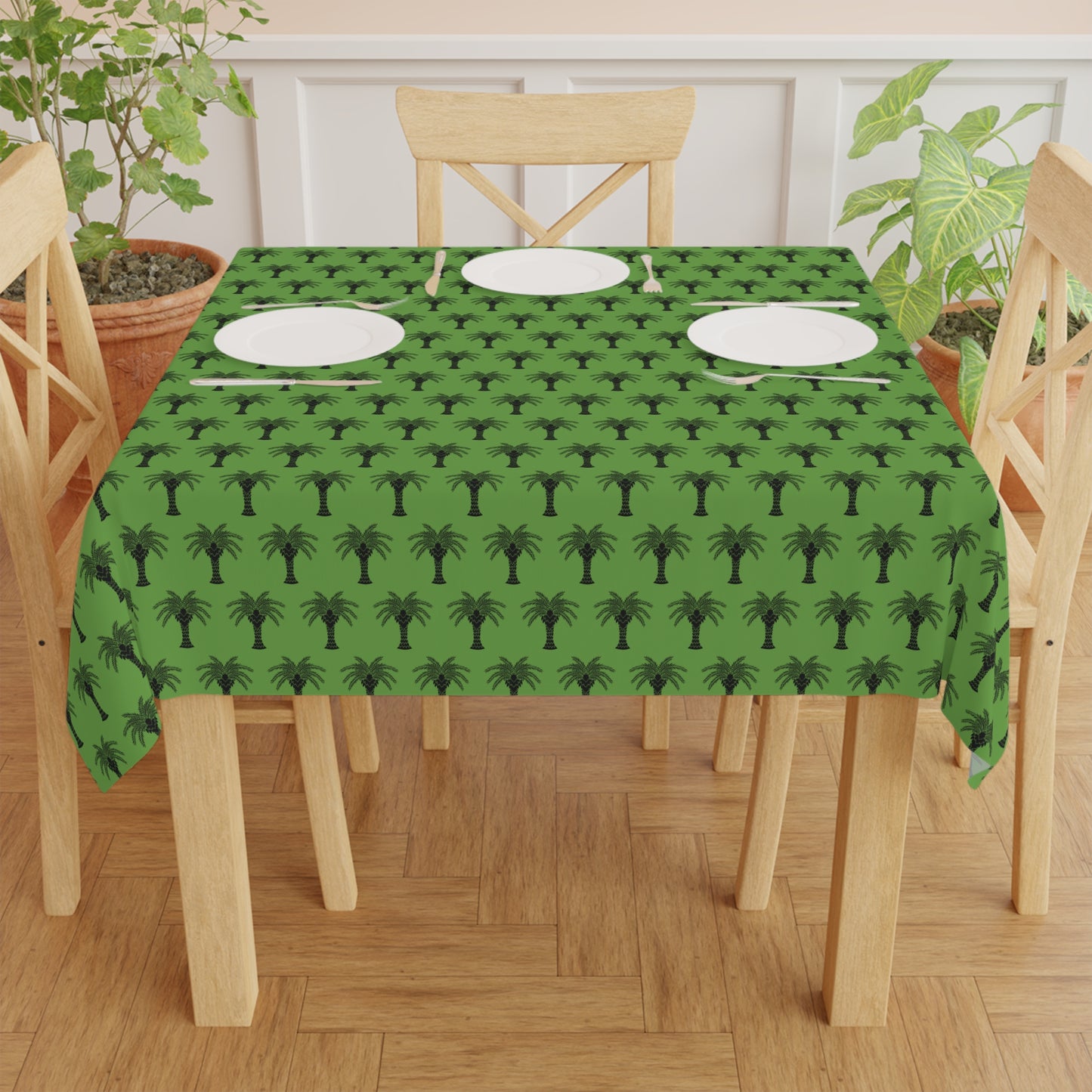 Micro Palm Glory/Green ~ Square Tablecloth, 55" x 55"