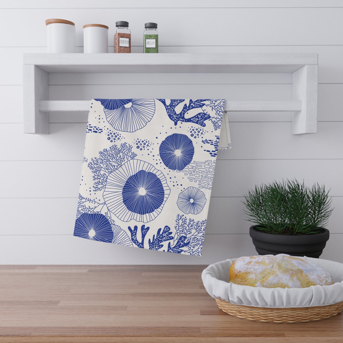 Tea Towels (cotton, poly), Plankton Drift Blue