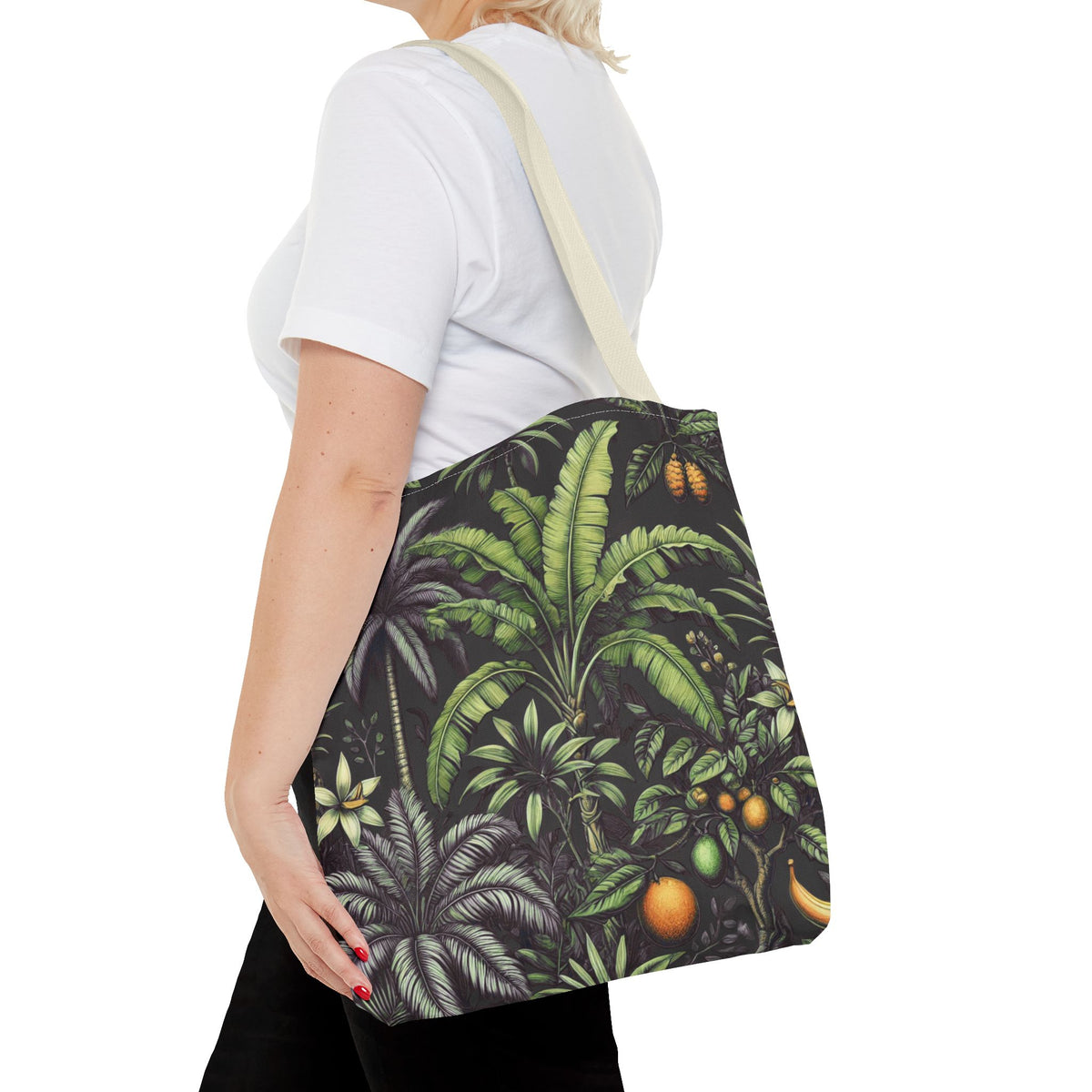 Tropical Fruit/Black Tote Bag - 3 Sizes