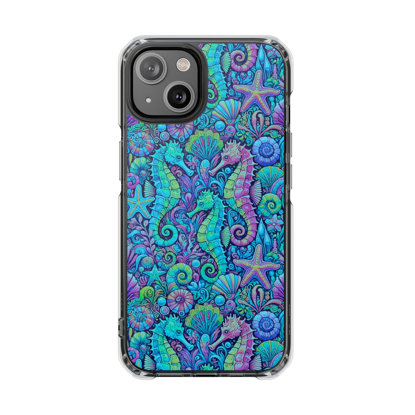 Seahorses/Turquoise POP Magnetic Clear Phone Case, Many Models