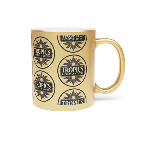 Tropical Metallic Mug, Gold or Silver - Tropics Lifestyle Coffee Logo
