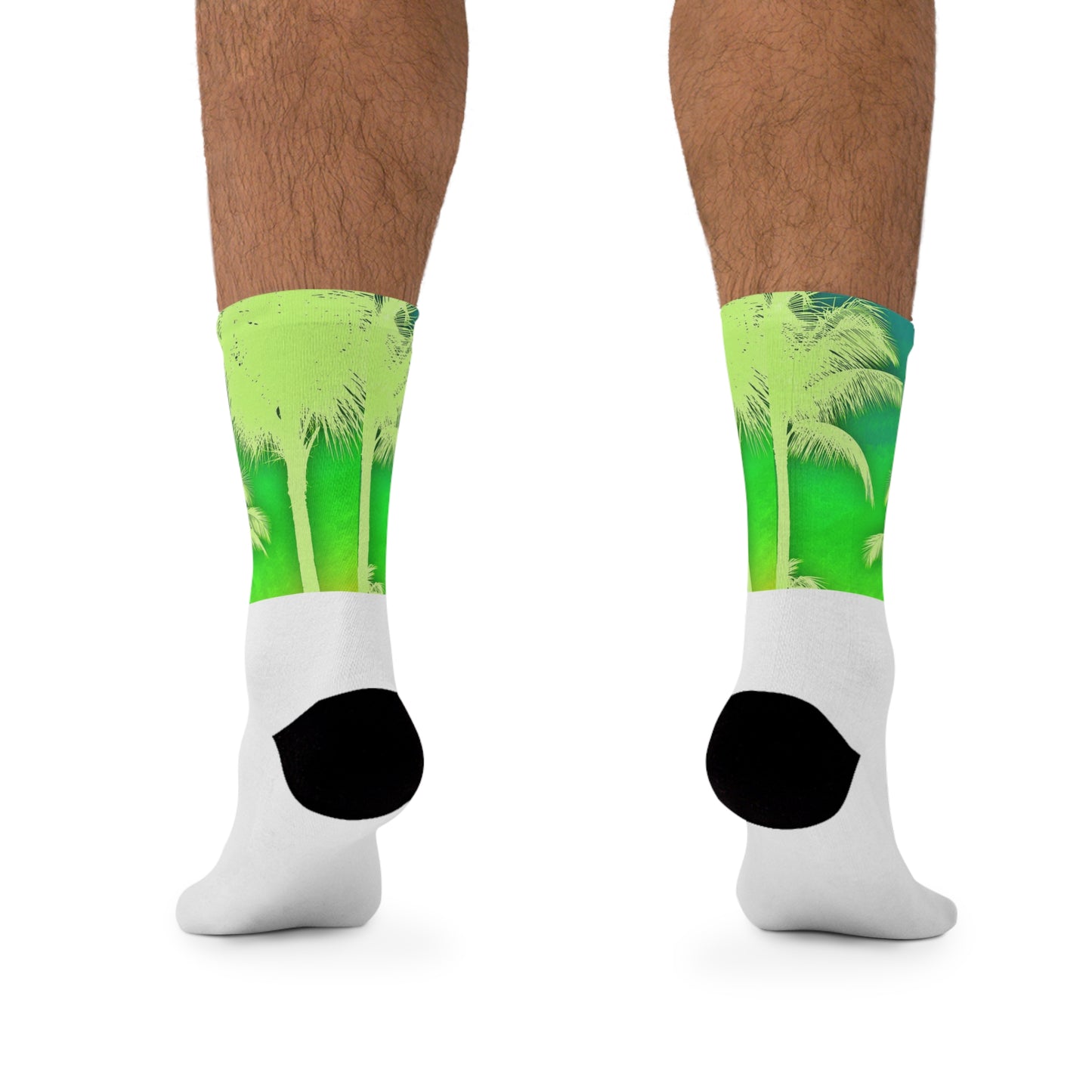 Recycled Poly Socks, Palm Glow Green/White