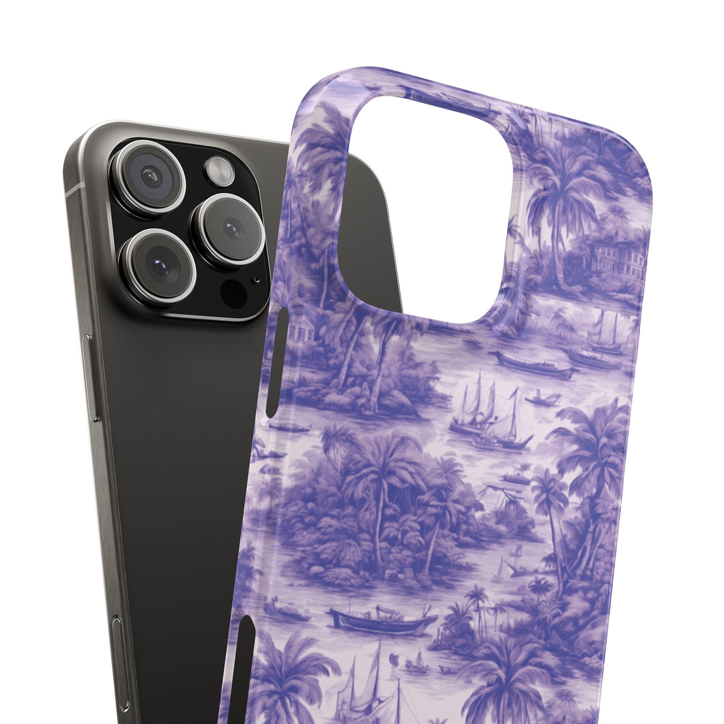 Slim Phone Cases - Tropical Toile #1, purple