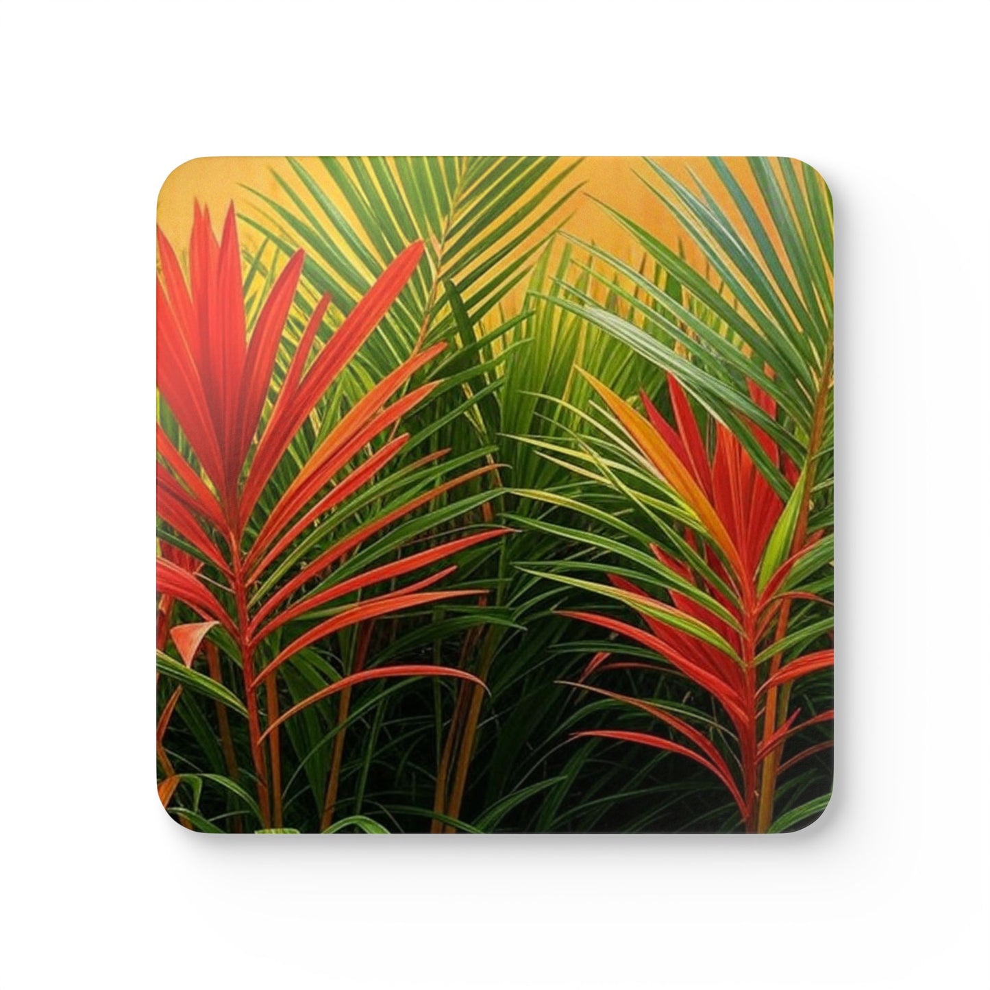 Four-piece Coaster Set - Red Flame Palms