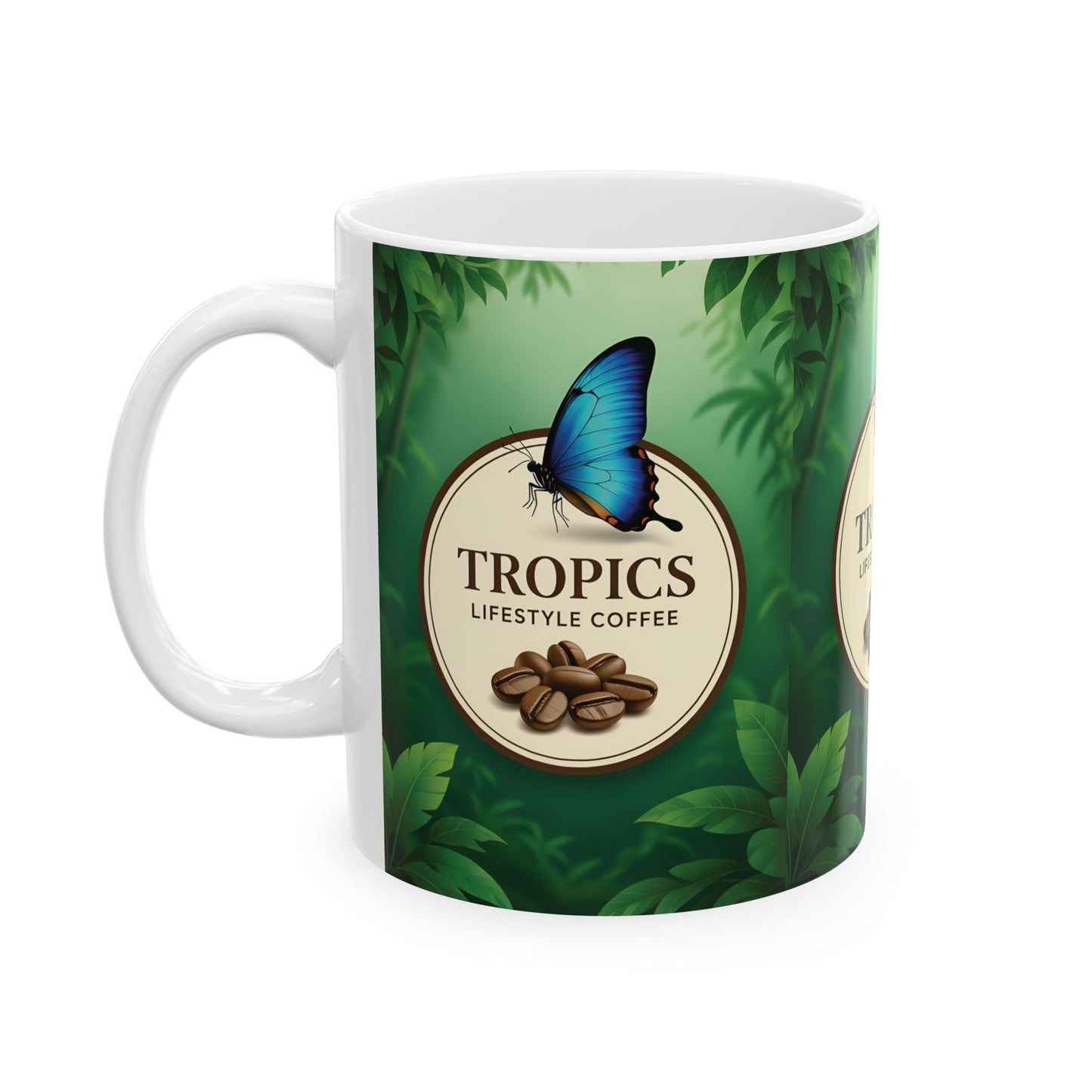 Ceramic White Mug - Tropics Lifestyle Coffee Butterfly