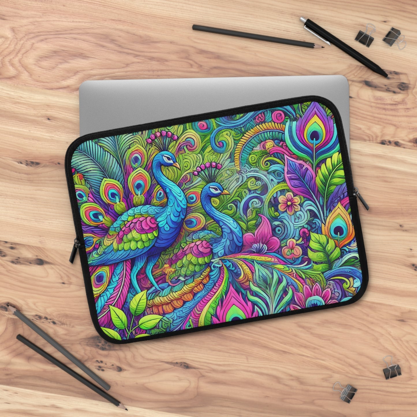 Tropical Laptop Sleeve, 5 Sizes - Perfect for Beach Lovers & Students / Rainforest Peacocks POP