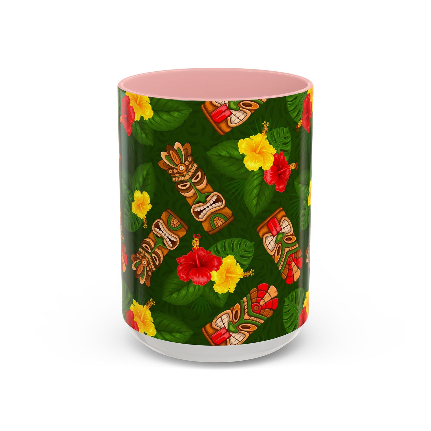 Accent Coffee Mug (11, 15oz), 8 Colors - Tiki Hibiscus Garden