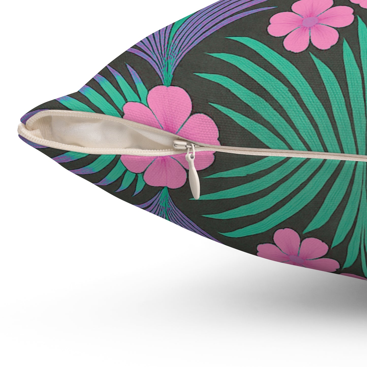 Decorative Pillow - Accent Cushion, 4 Sizes / Midnight Hibiscus Deco/Pink