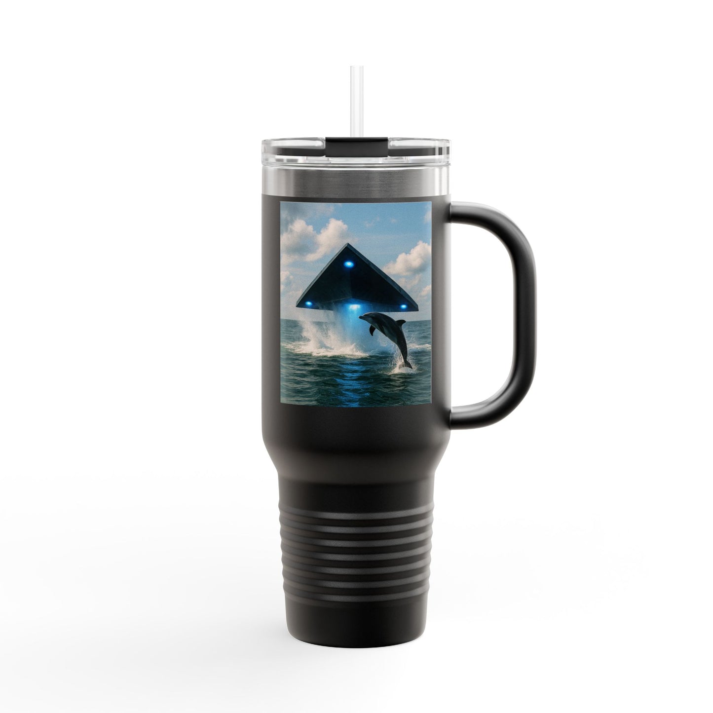 Insulated Travel Mug, 40oz / UFO and Dolphin