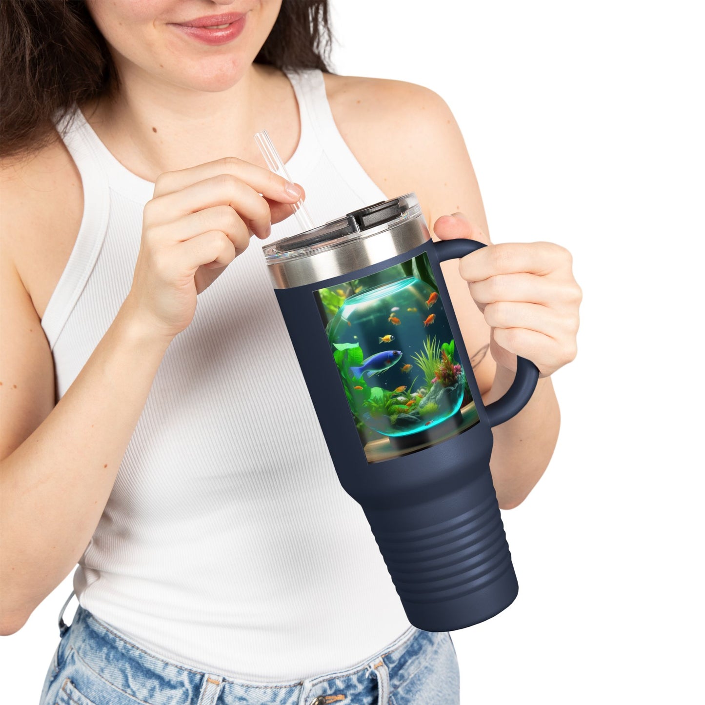 Insulated Travel Mug, 40oz / Tropical Fish Bowl #1 - Perfect for Outdoor Adventures